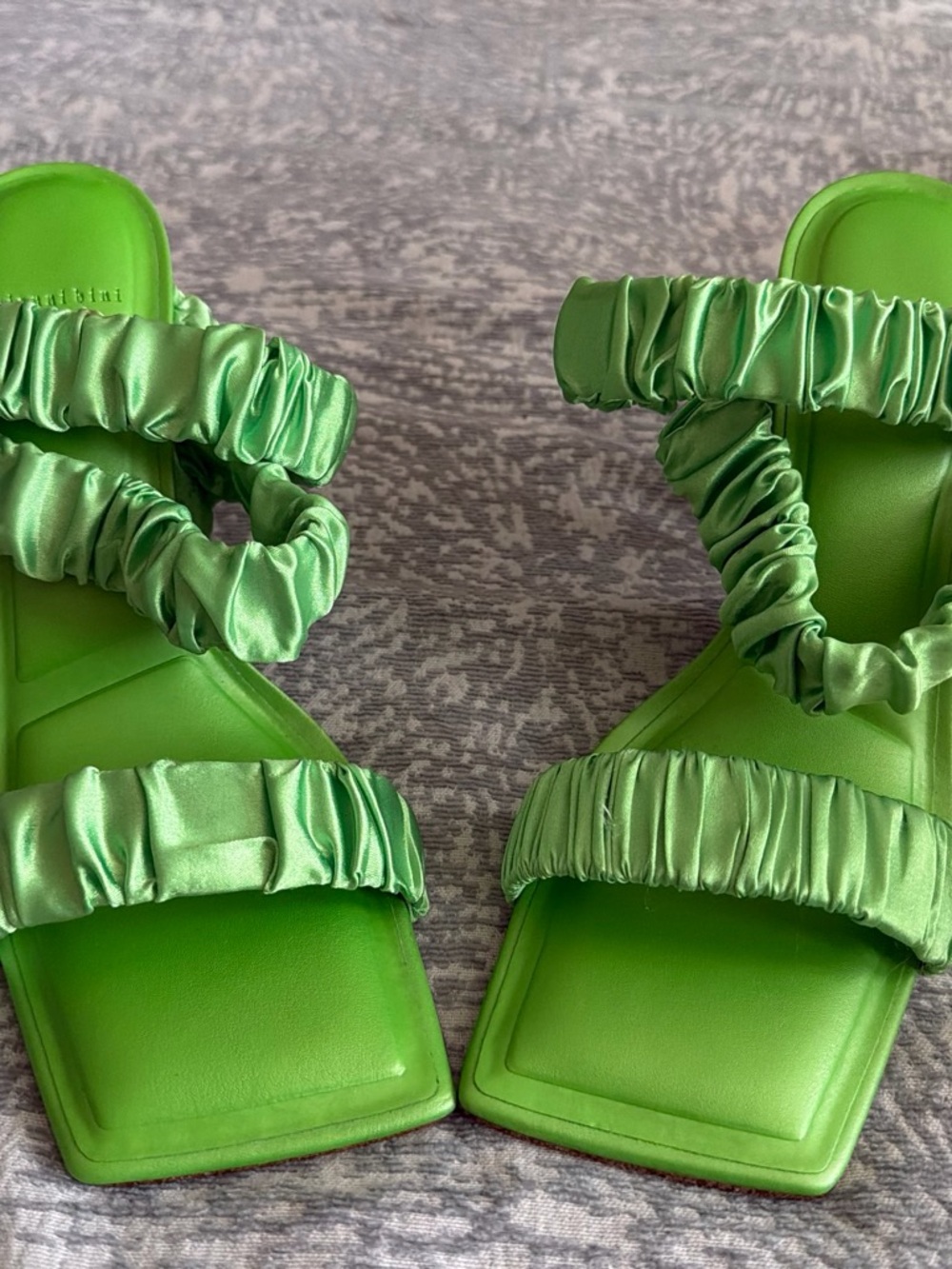 Gianni Bini Lime Green Ruched Slide Sandals